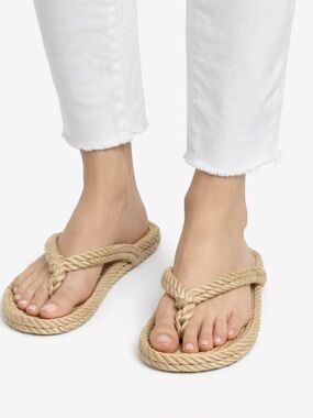 Gurkees Rope-Style Flip Flop Sandals in Beige size 9 women’s